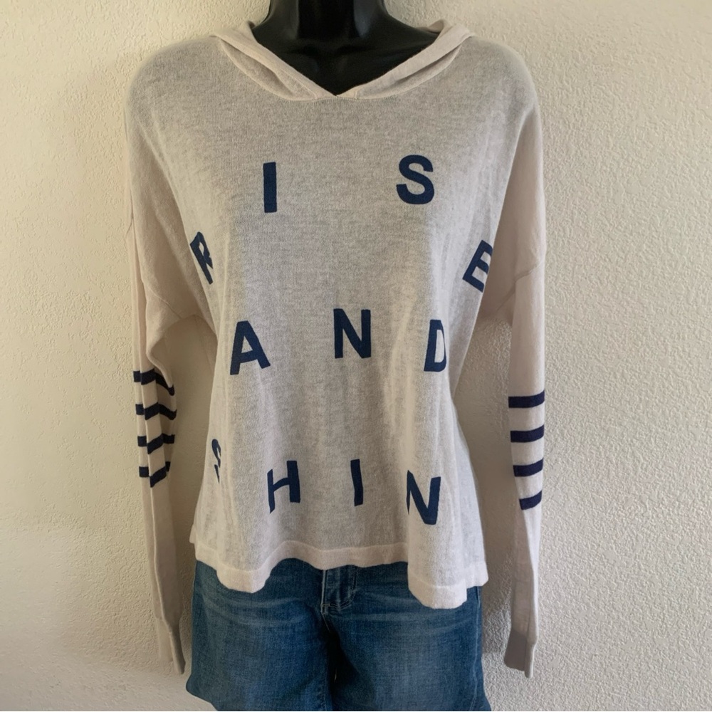 Le Sample "RISE AND SHINE" Long Sleeve Hooded Crop Top Womens Size small NWT $38